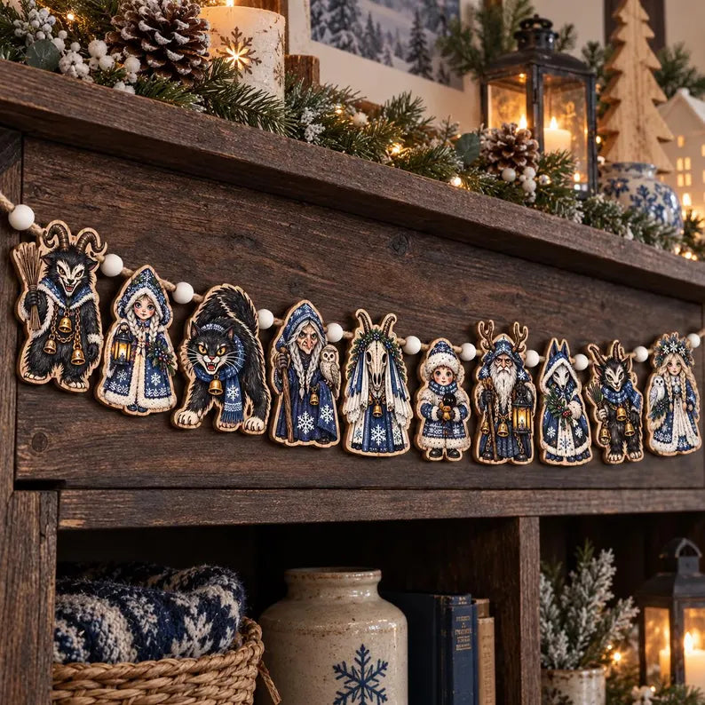 Yule Folklore Christmas Wood Garland: Blue Krampus and Winter Witch Beaded Mantel Banner f5a75e06-725e-4b12-9e15-e2ff63be8ef6-fgdf-4-.webp