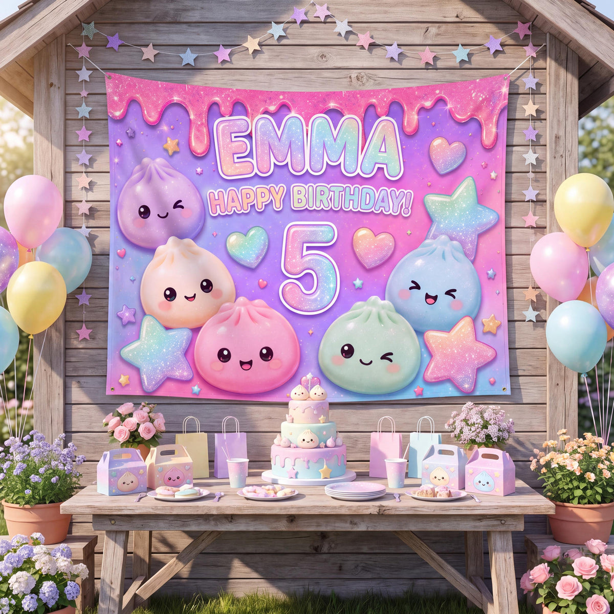 Custom Dumpling Birthday Backdrop, Kawaii Bao Tapestry for Girls, Pastel Little Dumpling Party Banner, Personalized Kids Photo Booth Prop f5e430ea-b6ea-44a0-8dae-f1f721390394-7.jpg