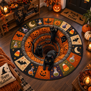 3D Halloween Black Cat Round Rug, Spooky Optical Illusion Carpet, Pumpkin Vortex Quilted Floor Mat, Witchy Fall Decor, Cat Lover Gift f5ec38db-bfcb-4964-ab0a-8bb17103d0d7-2b9fb18e-c652-49ff-b01b-dba15ebc1d67.png