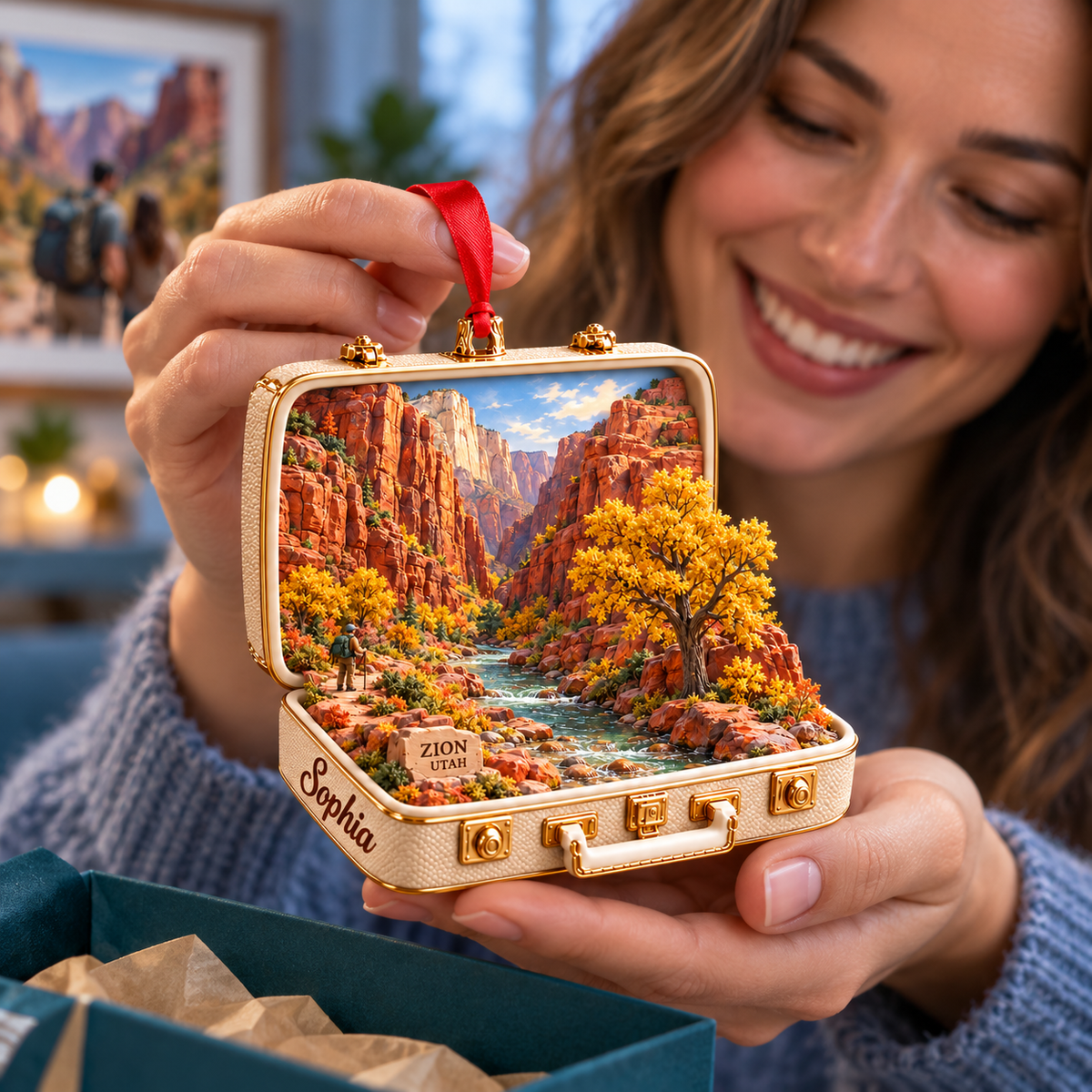 Personalized Zion National Park 3D Suitcase Christmas Ornament – Utah Travel Souvenir & Gift for Nature Lovers f60b50f8-f58a-40a4-beee-3653ac545d08-Sophia-s-Zion-Autumn-Gift-Reveal-1.png