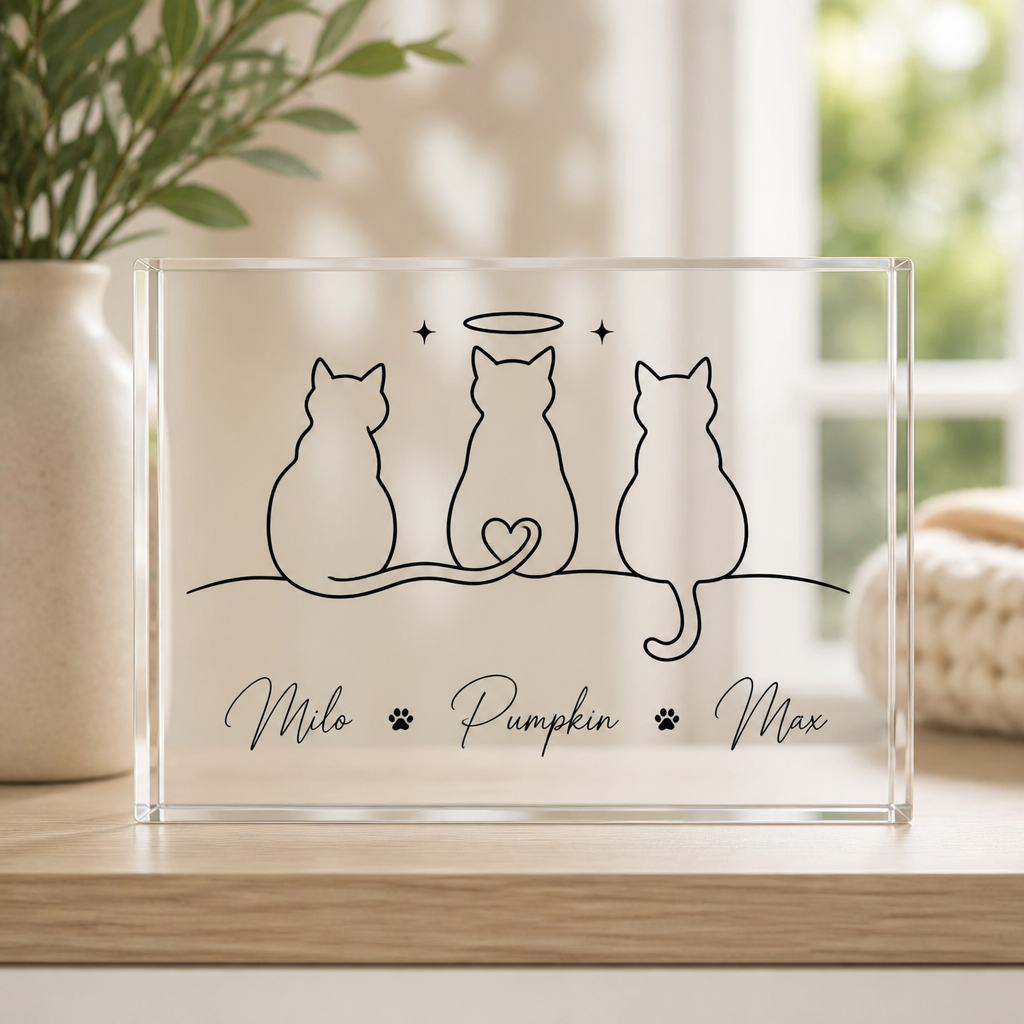 Custom Cat Line Art Acrylic Plaque – 3 Pet Names with Halo Memorial - Personalized Acrylic Plaque f6281889-fcfe-428d-842c-bcb84764f679.png