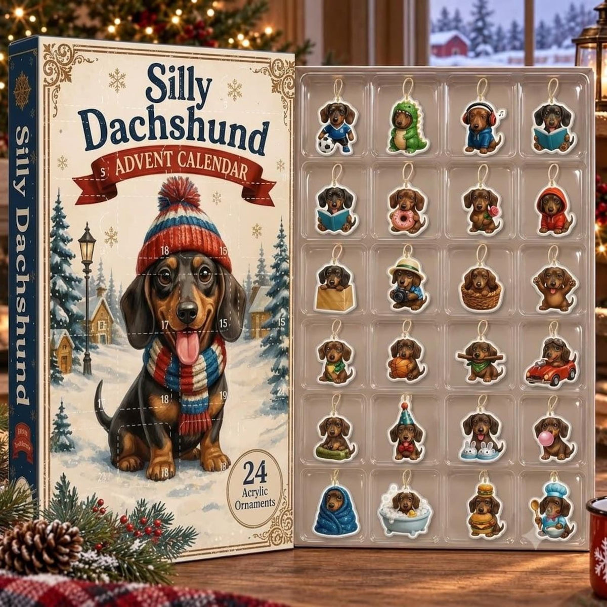 Silly Dachshund Advent Calendar 2026, Dachshund Christmas Countdown, 24 Pcs Dachshund Dog Acrylic Ornaments, Dachshund Lover Gift, Xmas Tree Decor f62ba5c4-624d-42e4-9a5d-df3cb6182087-il_1588xN.8590080306_2t7b-1-.jpg