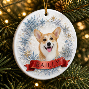 Snowflake Wreath Pet Photo Name Ornament - Personalized Ornament f63de059-04d7-4170-adff-73f073f8f8c2.jpg