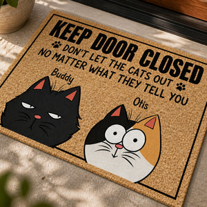 Keep Door Closed Cats Out Personalized Doormat – Two Cartoon Pet Portraits - Personalized Doormat f64cd039-30cb-4d46-bbb3-72b73ef60984.jpg