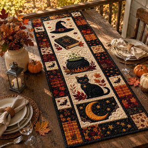 Halloween Quilted Table Runner, Fall Table Runner, Pumpkin Cat Ghost Bat Table Decor, Spooky Autumn Dining Table Runner Halloween Home Decor f65435a0-5eb8-4154-9261-5ab66289ede1-10.jpg