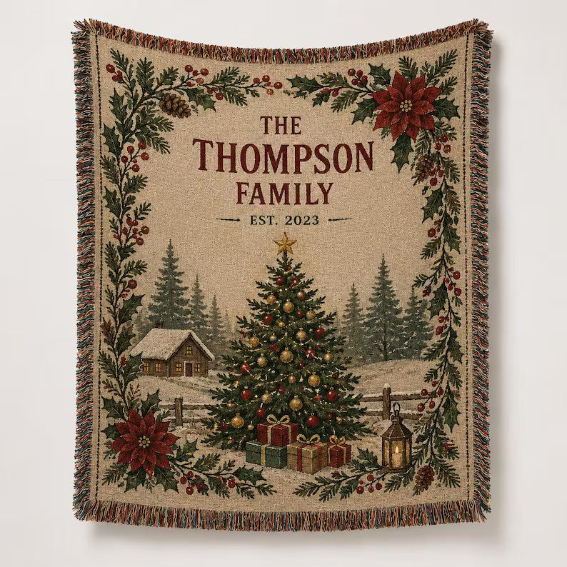 Personalized Family Christmas Blanket, Custom Surname Woven Throw, Rustic Christmas Tree Holiday Gift f654929c-286a-44ca-ae67-18688dc0f959-dfhyt-3-.jpg