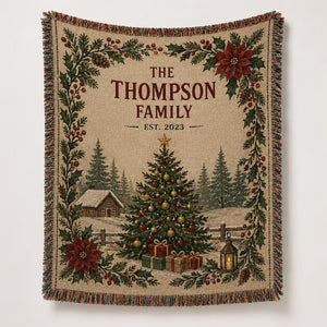 Personalized Family Christmas Blanket, Custom Surname Woven Throw, Rustic Christmas Tree Holiday Gift f654929c-286a-44ca-ae67-18688dc0f959-dfhyt-3-.jpg
