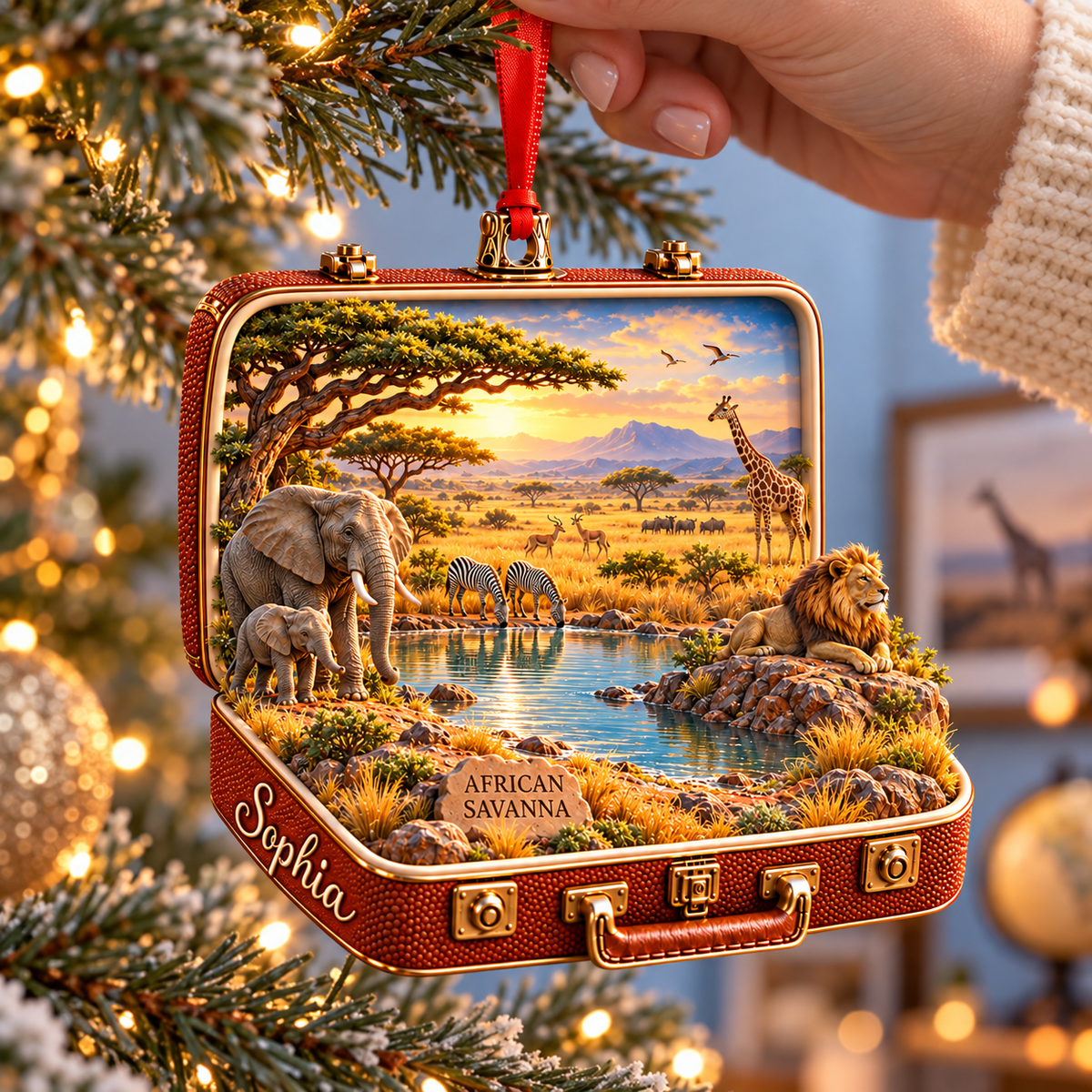 Personalized African Savanna 3D Suitcase Christmas Ornament – Safari Travel Souvenir & Gift for Wildlife Lovers f67acf5f-1a0c-487e-a65b-4c5ce91b0817-Hanging-African-Savanna-Suitcase-Ornament-3.png