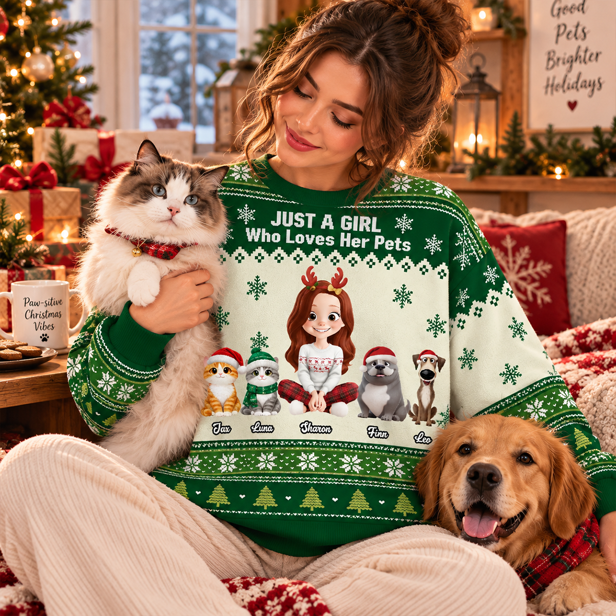 Just A Girl And Her Lovely Pets - Personalized All-Over-Print Sweatshirt - Christmas Gift For Dog Mom, Cat Mom f68f2560-a6d9-470e-acfd-7b8e43bf2ab4-MOCKUP-5.png