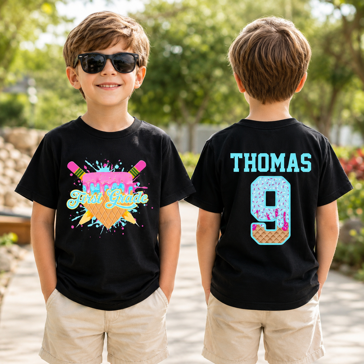 Boys Girls Custom Drip Baseball Back To School Shirt, Personalized Kid Name Tee, Kindergarten First Grade Toddler, 1st Day of School Outfit f6ac41ae-bd6c-4f72-9f6f-6875cf759dbf-banner-1.png