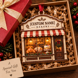 Personalized Christmas Bakery Ornament, Custom Bakery Shop Ornament, Baker Gift for Christmas f6dbe40b-c067-4e4c-9c92-c3df2c5b4426-bakery_ornament_mockup_1_gift_box.png
