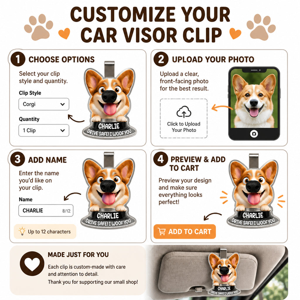 Custom Pet Cartoon Car Visor Clip — Drive Safe! I Woof You - Personalized Car Visor Clip f6df8d7b-4945-4827-8030-e0d2ca98efa6.jpg