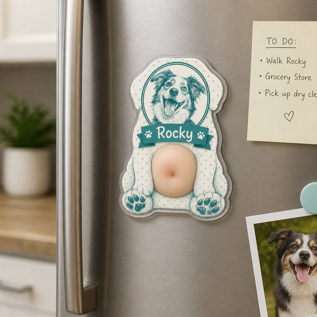Personalized Pet Name Sketch Fridge Magnet - Personalized Acrylic Refrigerator Magnet - Soft Rubber Belly f6f7044e-c119-4fed-a653-e846140b8111.jpg
