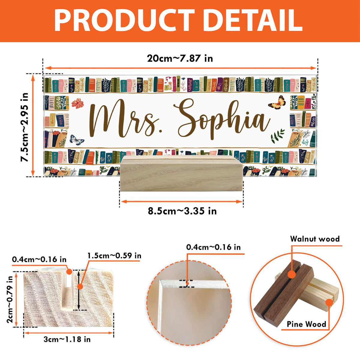 Personalized Vintage Bookshelf Teacher Desk Name Plate Back To School Gift, Custom Name Librarian Gifts, Teacher Appreciation Gift f6f90cc3-49e2-44d5-a19d-85e168d1d802-banner-3.jpg
