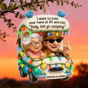 Baby Let's Go Camping Old Couple - Personalized Acrylic Ornament - Heartwarming Gift For Him, For Her, For Couple f704e1ad-7344-4b9f-ba93-41b184cdcfec-preview.png