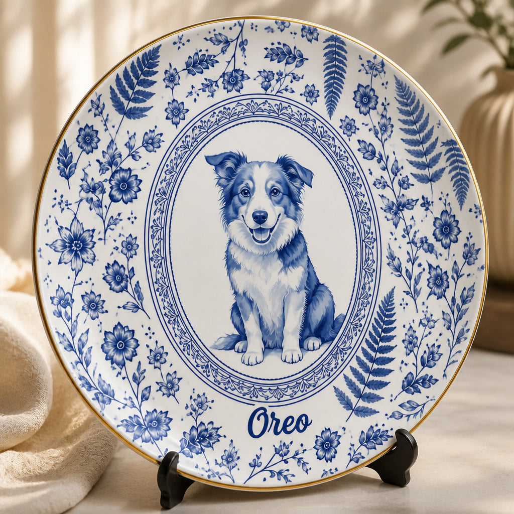 Custom Delft Blue Pet Portrait Plate - Personalized Personalized Ceramic Plate f70754c3-3389-4160-ae76-86d16ccf74c4.jpg