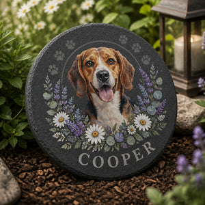 Custom Pet Garden Memorial Stone – Watercolor Portrait with Wildflower Crescent - Personalized Memorial Stone f712d9d0-45aa-4e02-bf50-d16cce1b2dd1.jpg