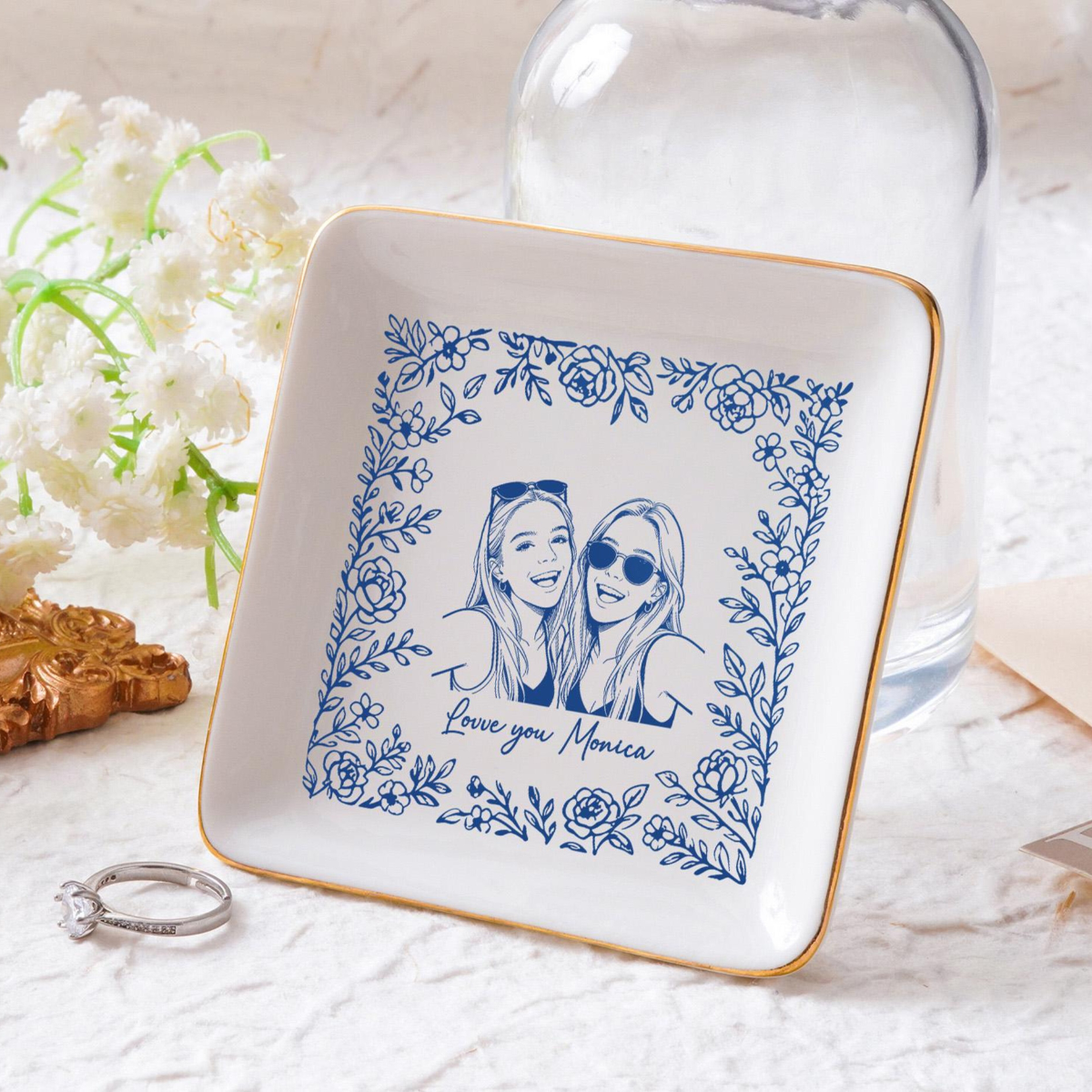 Personalized Bestie Photo Jewelry Dish, Toile De Jouy Jewelry Dish, Wedding Gift for Couple, Bridesmaid Gift f712f3e8-21bd-44c7-955d-e17948b2c14d-7.png