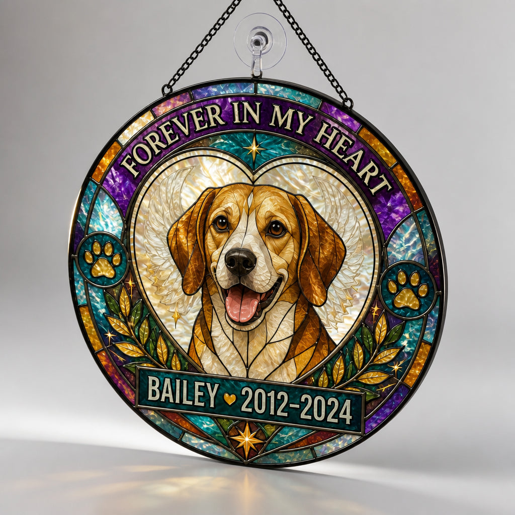 Custom Pet Memorial Stained-Glass Suncatcher — Photo to Art with Name & Years - Personalized Suncatcher Stained Glass f71dac78-fbba-4843-80b1-133185bee772.jpg