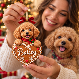 Personalized Dog Christmas Ornament – Custom Pet Photo & Name, 3D Relief Gingerbread Heart Ornament, Christmas Gift for Dog Lovers f723099e-9397-4d10-a20b-0de7fd0ba355-Bailey-holiday-ornament-gift-reveal-2.png