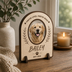 Pet Memorial Standing Plaque — Forever Loved, Forever Missed - Personalized Wooden custom shape Standing 2 layer (5mm) f750a766-c959-478e-bdcd-d1c2510e4ea5.jpg