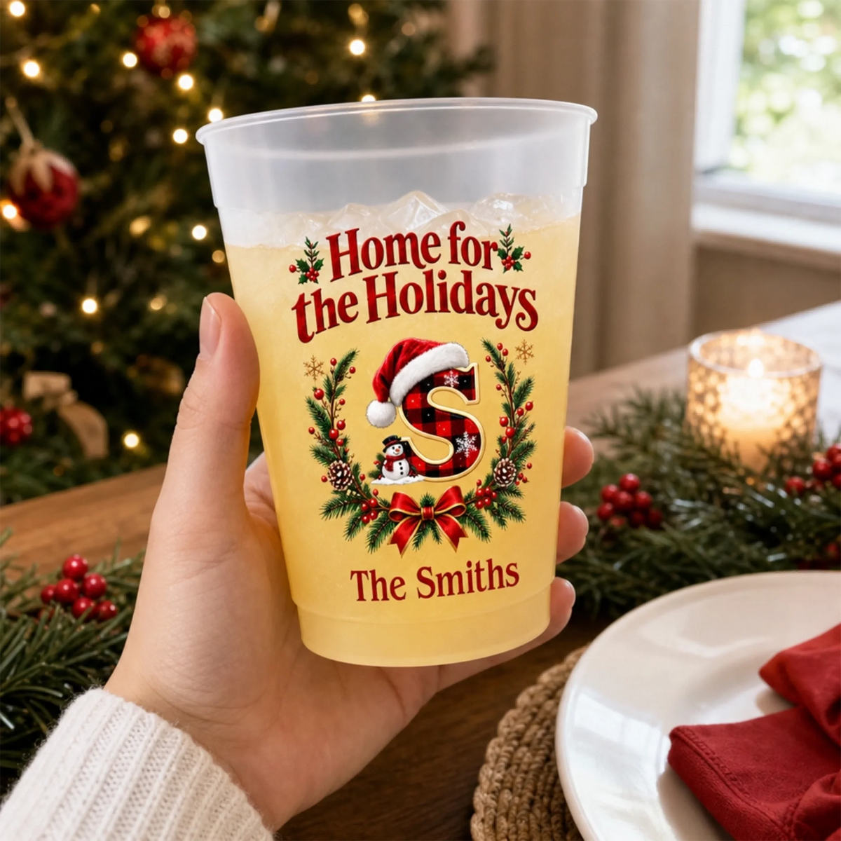 Custom Initial Family Name Christmas Gifts - Personalized Plastic Cups - Christmas Drinkware For Party f75e6a0f-c4aa-41ae-85c4-def2cb2fc140-2.png