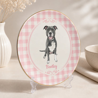 Custom Pet Portrait Ceramic Plate with Name – Botanical Wreath - Personalized Personalized Ceramic Plate f76634b2-aa47-4cfe-b16d-b7953f70636d.jpg