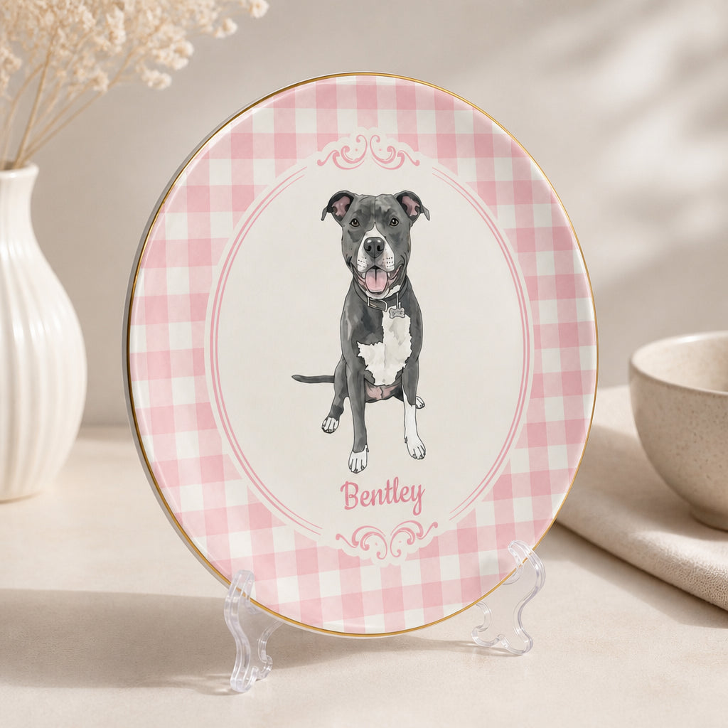 Custom Pet Portrait Ceramic Plate with Name – Botanical Wreath - Personalized Personalized Ceramic Plate f76634b2-aa47-4cfe-b16d-b7953f70636d.jpg