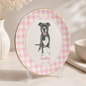 Custom Pet Portrait Ceramic Plate with Name – Botanical Wreath - Personalized Personalized Ceramic Plate f76634b2-aa47-4cfe-b16d-b7953f70636d.jpg