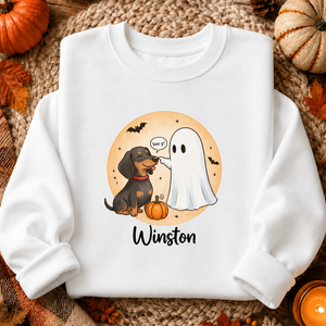 Boo‑p Dachshund Ghost Personalized Sweatshirt - Personalized Sweatshirt f7719ef3-9787-402c-a034-8ce51c7f7401.png