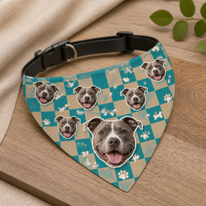 Custom Pet Photo Pattern Bandana – Checkerboard Bones Edition - Personalized Pet Bandana Collar With Adjustable Buckle f774b018-a579-4a80-809d-866b824908d2.jpg