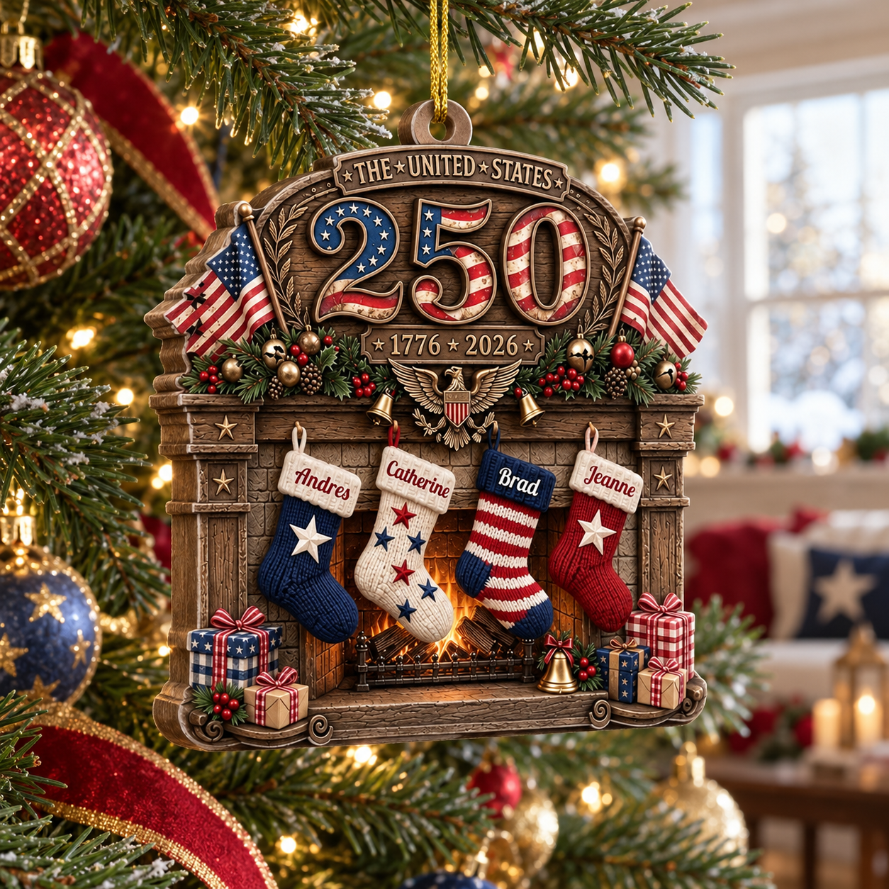 USA 250th Anniversary Fireplace & Stockings -Personalized 2D Flat America 250th Anniversary Christmas Gift For Family, Custom Family Name f790316d-1f3b-42dc-91cd-6e0be3f3d211-banner-1.png