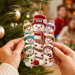Cute Snowman Grandma & Grandkids - Personalized Acrylic Ornament - Christmas Gift for Grandma, Granddaughter, Grandson f794f9d9-c6c2-4b3d-bbd3-5eb4f8663294-2.jpg