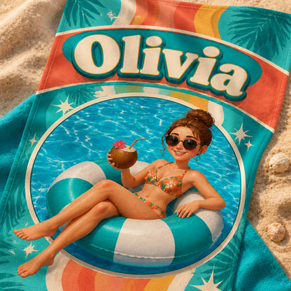 Photo-to-Cartoon Beach Towel – Name + Pool Float Portrait - Personalized Beach Towel f7c2a58c-4b0f-47d1-95e2-c0f40ddbefc3.jpg