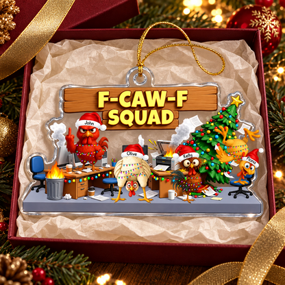 F-Caw-F Squad - Funny White Elephant Party Exchange Gift For Coworker Team - Personalized Acrylic Ornament f7f0d57b-ea9a-4e75-aa43-3d86c043775a-ds.png
