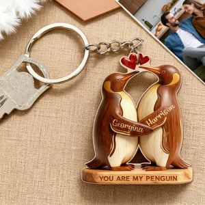 Personalised You Are My Penguin Acrylic Keychain with Name Valentine's Day Birthday Anniversary Gift for Couple Boyfriend Girlfriend