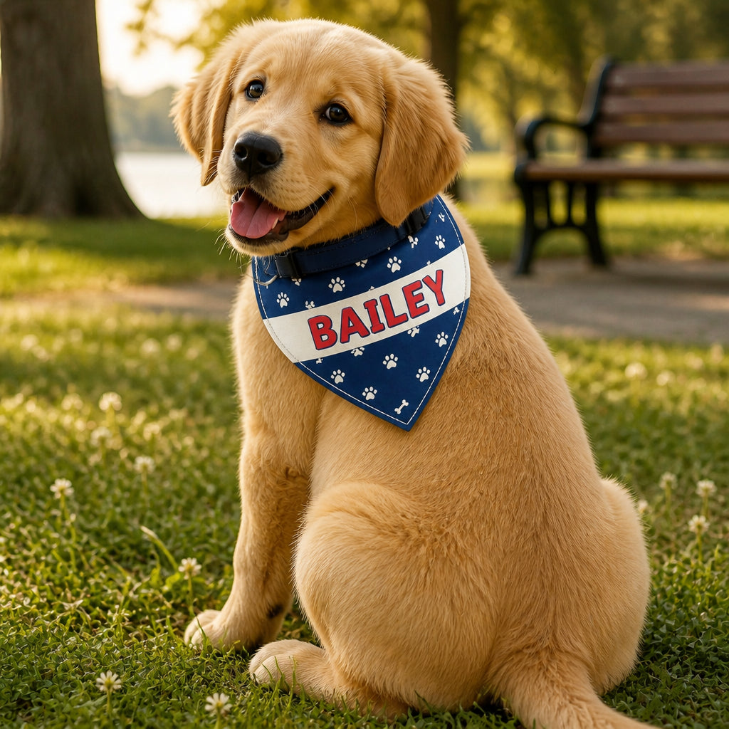 Custom Pet Name Paw-Print Bandana - Personalized Pet Bandana Collar With Adjustable Buckle f803896e-d04d-4cf8-a63f-6020866d7e9f.jpg