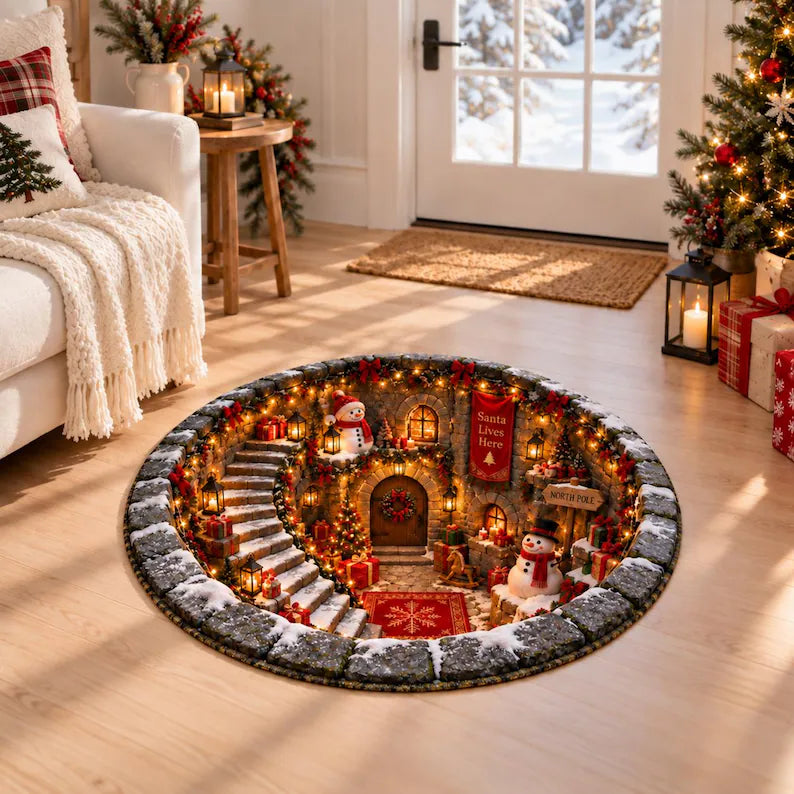 3D Illusion Christmas Rug, Santa Village Floor Decor, Holiday Home Gift f82d168e-f560-4639-9fab-ae6a2eed4be9-hggh-3-.webp