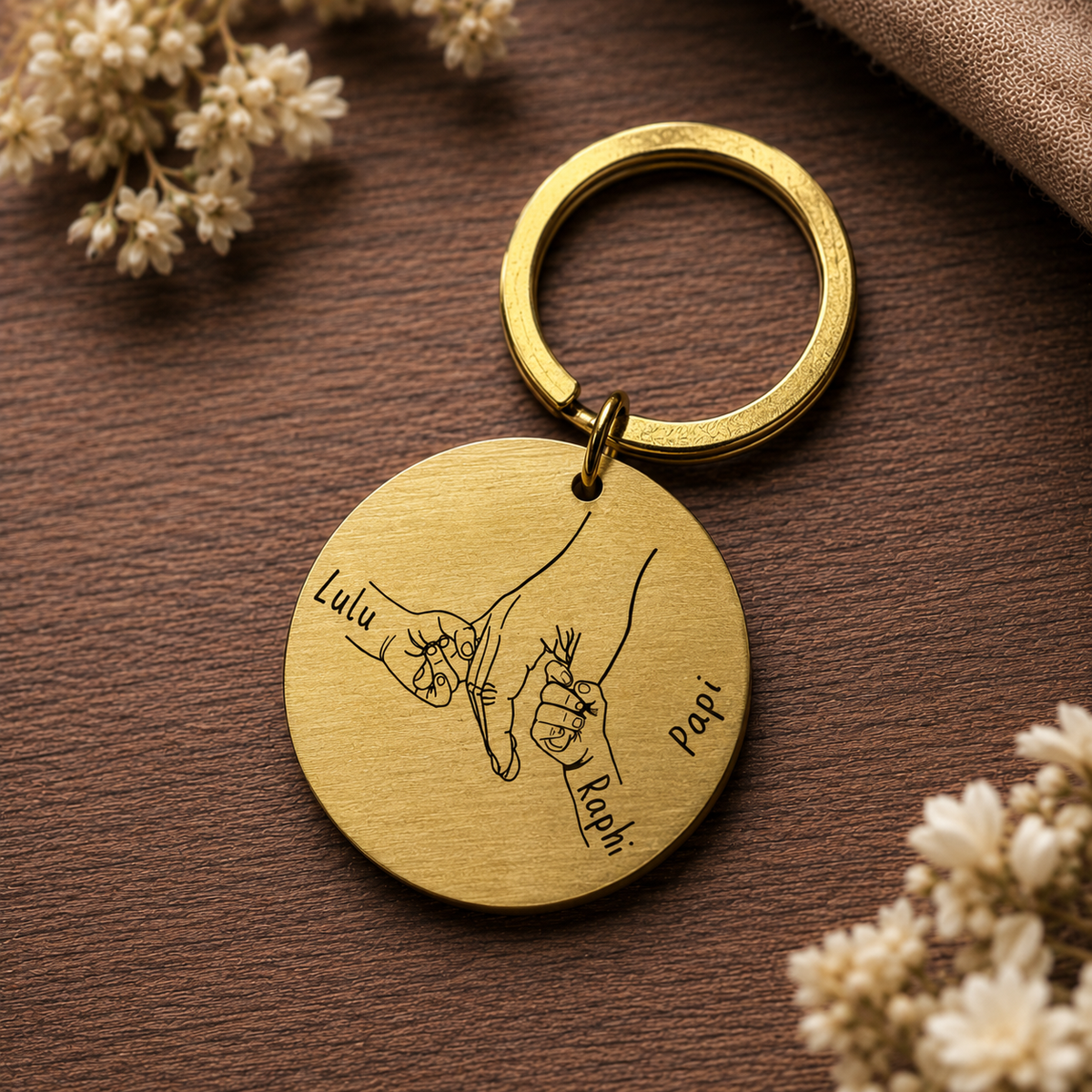 Engraved keychain, dad gift idea with name and motif | Personalized pendant for him, her, children, father, child gift