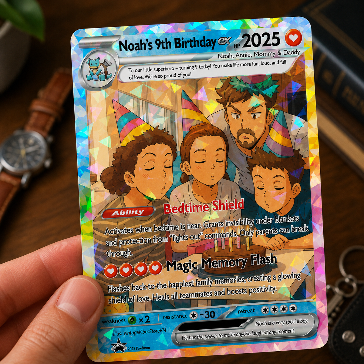 Personalized Father's Day PKM Card, Custom Birthday Photo Art Card, Wedding & Anniversary Photo to Holo Card, Gift For Dad, New Dad Gift