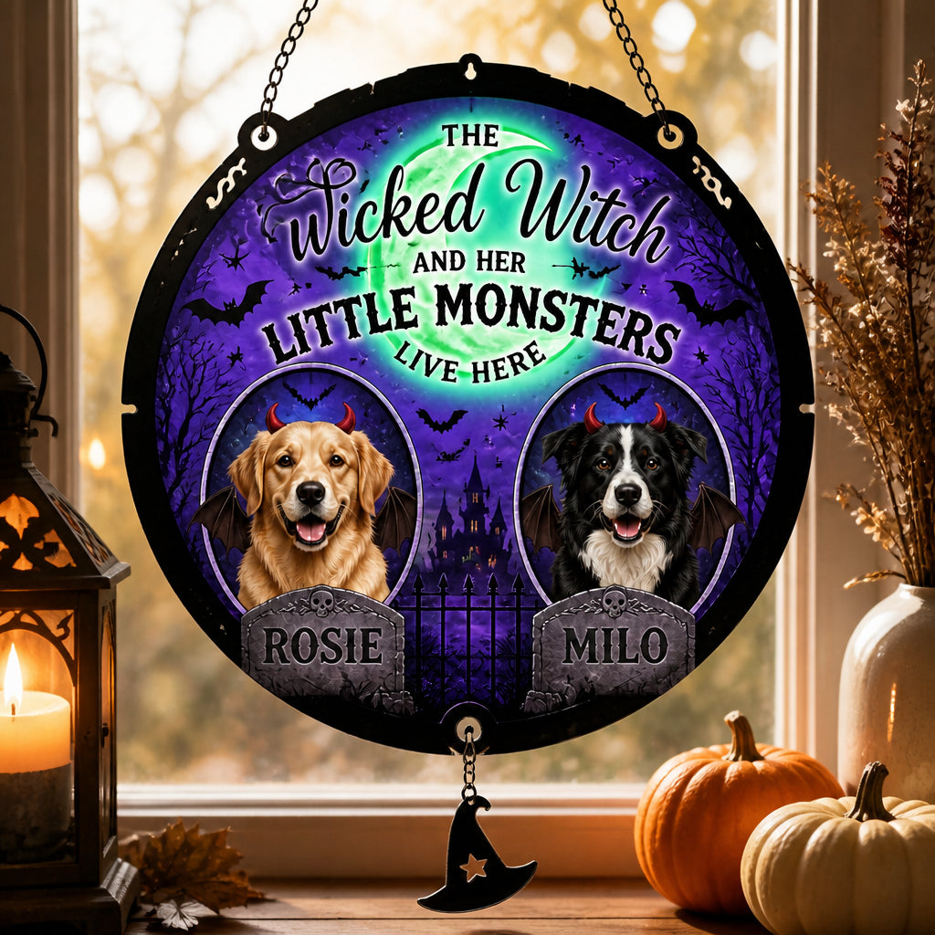 Halloween Witch & Little Monsters Pet Photo Doormat - Personalized 1 Layered Suncatcher with Charm f86b644e-dc42-4c93-950c-7c9ff9f99b05.jpg