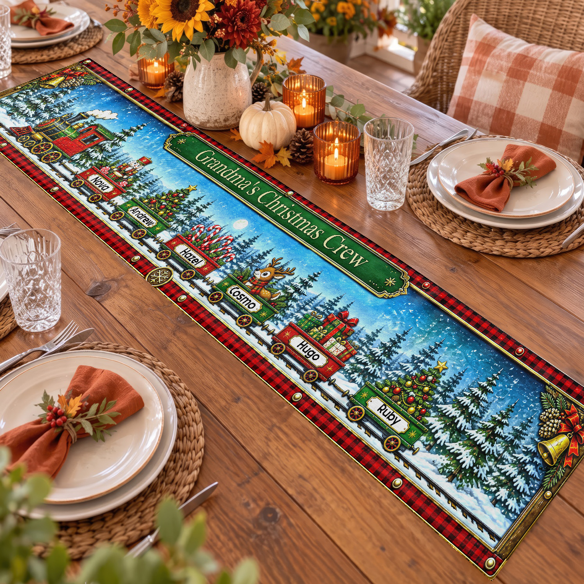 Christmas Train Family Table Runner - Personalized Christmas Birthday Gifts For Mom, Dad, Brother, Sister - Christmas Feels Better Together f894d708-061a-4ab5-ab02-506db41cf976-MK-4.png