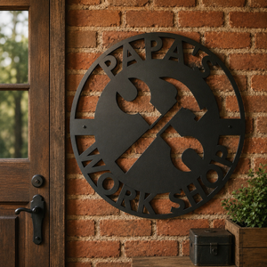 Personalized Fathers Day Sign for Dad, Papas Work Shop Metal Sign, Fathers Day Gift, Gift for Dad, Gift for Grandpa, Gift for Papa, Papaw