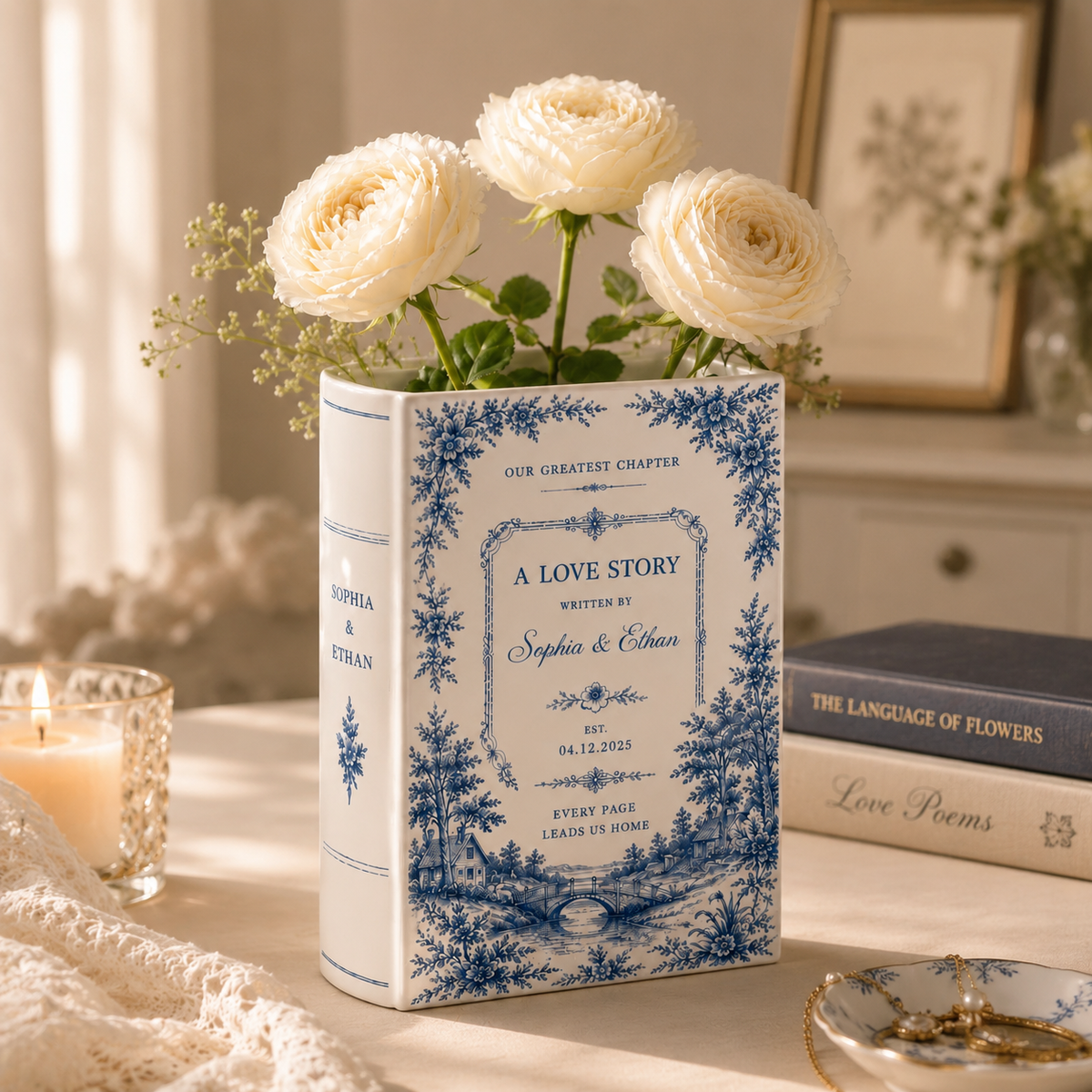 Custom Toile De Jouy Ceramic Book Vase, Personalised Wedding Gift for Couple, Bridal Shower Gift, Engagement, Wedding Gift, Bridesmaid Gift f8a5ccb7-02cb-4396-9377-1473fb81cd59-banner-1.png