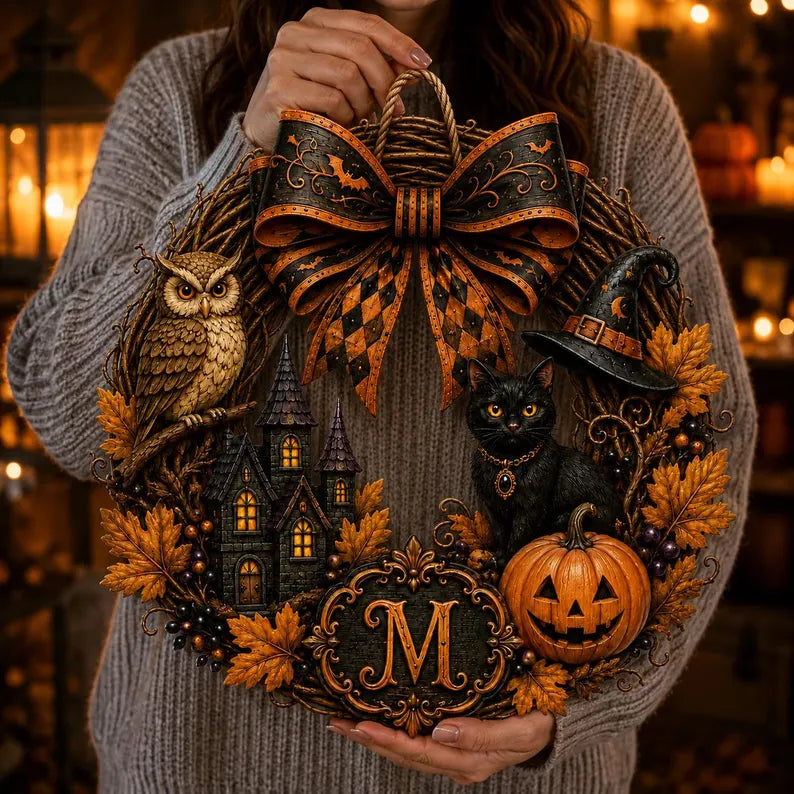 Personalized Halloween Wreath Wooden Door Sign Hanger, Custom Family Name Sign, Fall Front Door Decor, Spooky Family Name Gift f8aeaed8-3c4d-4fb9-9f3b-4767abc16d0a-dfggfffgh-3-.webp