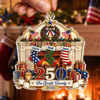 Our Family, Our Tradition America 250th Anniversary Christmas - Personalized Acrylic Ornament - Christmas Gift For Family f8cacc6b-11a2-42c0-a5c8-b156a2bbbc13-banner-4_converted.png