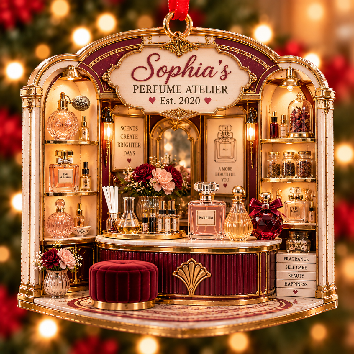 Personalized Perfume Atelier Corner Christmas Ornament – Custom Name & Year, Perfume Lover Gift, Fragrance Collector Gift for Her f8d79093-6ed0-42cb-be7a-c93c82c3b364-Sophia-s-Perfume-Atelier-Ornament.png
