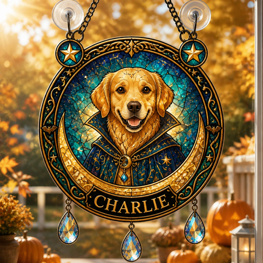 Halloween Stained-Glass Pet Portrait Suncatcher – Custom Photo - Personalized 1 Layered Suncatcher with Charm f8e149fd-b7ab-4579-bc6b-e28b50f24eed.png
