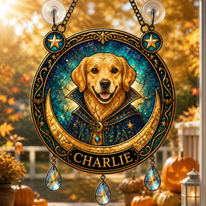 Halloween Stained-Glass Pet Portrait Suncatcher – Custom Photo - Personalized 1 Layered Suncatcher with Charm f8e149fd-b7ab-4579-bc6b-e28b50f24eed.png