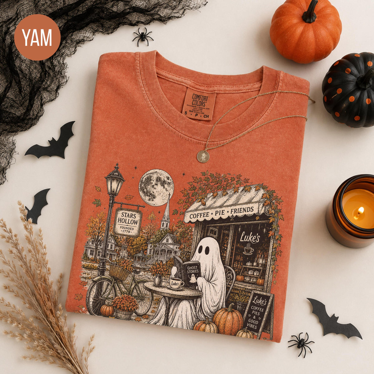 Stars Hollow Ghost Shirt, Fall Season Tee, Movie Inspired Comfort Colors Shirt, Autumn Coffee Lover Gift, Halloween Tee f903f082-1966-489b-886d-320e42914c60-3.jpg